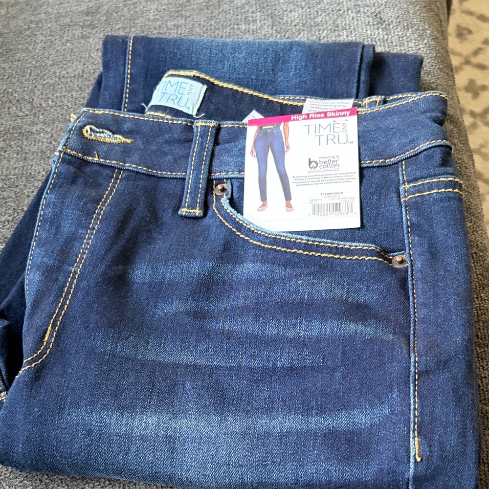 Time and Tru Dark Blue High-Rise Skinny Jeans